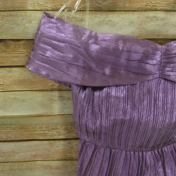 Collective The Label Metallic Purple Off Shoulder Dress 8 - Picture 3 of 16